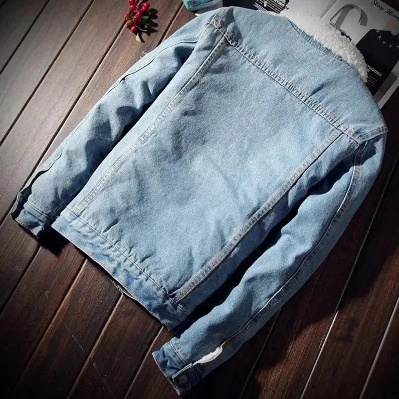 Jaqueta Masculina Jeans Com Lã Jaqueta Jeans Masculina Forrada em Lã Sr Alpha