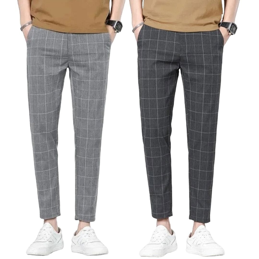 Calça Alfaiataria Masculino Paris Xadrez (Compre 1 Leve 2) TESTE 003 Loja Facilitez Cinza Chumbo E Cinza P 