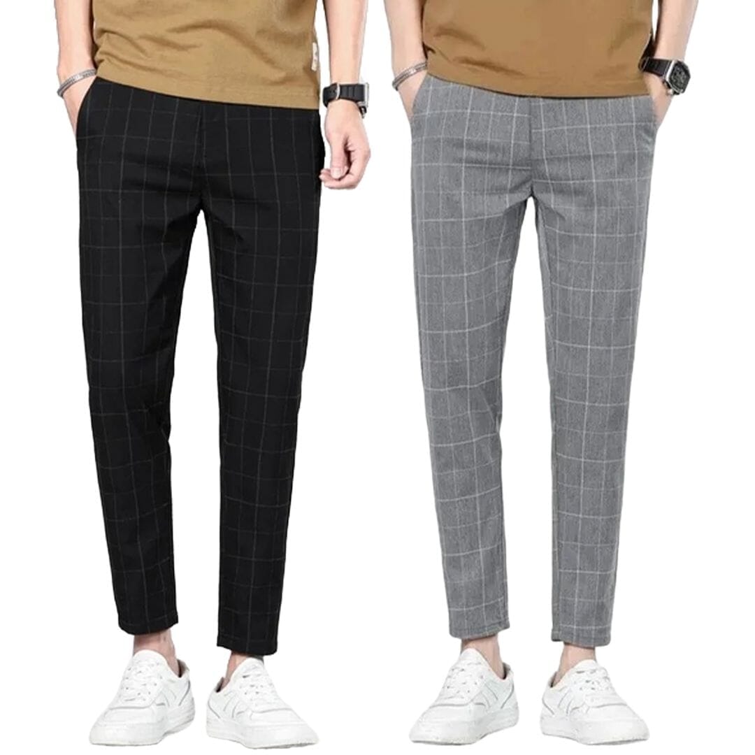 Calça Alfaiataria Masculino Paris Xadrez (Compre 1 Leve 2) TESTE 003 Loja Facilitez Preto E Cinza P 