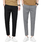 Calça Alfaiataria Masculino Paris Xadrez (Compre 1 Leve 2) TESTE 003 Loja Facilitez Preto E Cinza P 