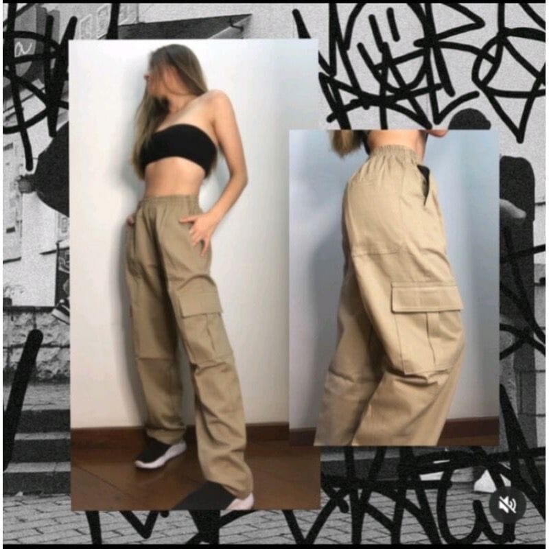 Calça Cargo Feminina jeans ou Sarja Cordão Varias Cores Loja Facilitez 