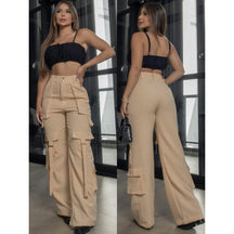 Calça Cargo Maxi Casual Feminino Loja Facilitez 