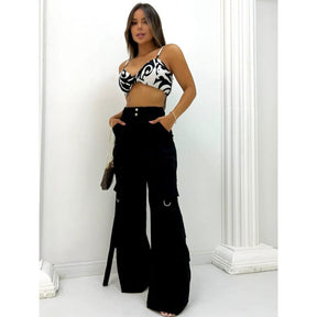 Calça Cargo Maxi Casual Feminino Loja Facilitez 