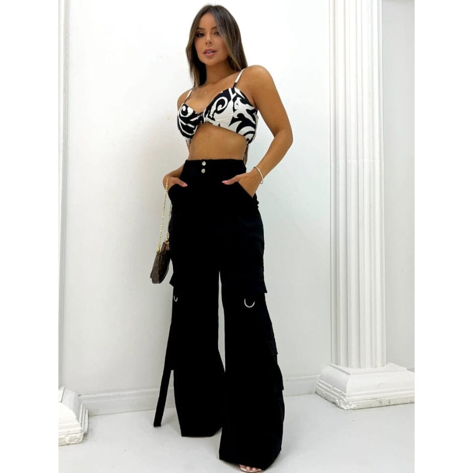 Calça Cargo Maxi Casual Feminino Loja Facilitez 