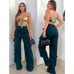 Calça Cargo Maxi Casual Feminino Loja Facilitez 