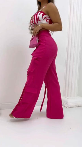 Calça Cargo Maxi Casual Feminino Loja Facilitez 
