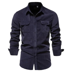 Camisa Masculina Manga Longa Casual CAMISA07 G2 Sr Alpha Azul Marinho P - 55-65kg 