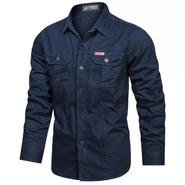 Camisa Masculina Manga Longa Militar Camisa Manga Longa Masculina Militar Sr Alpha Azul P 