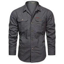 Camisa Masculina Manga Longa Militar Camisa Manga Longa Masculina Militar Sr Alpha Cinza P 