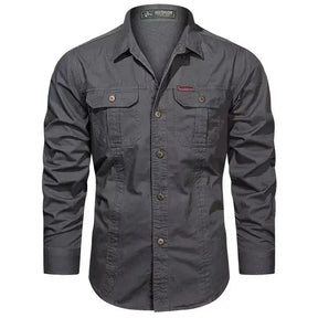 Camisa Masculina Manga Longa Militar Camisa Manga Longa Masculina Militar Sr Alpha Cinza P 