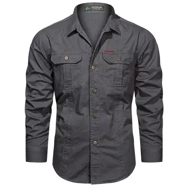 Camisa Masculina Manga Longa Militar Camisa Manga Longa Masculina Militar Sr Alpha Cinza P 