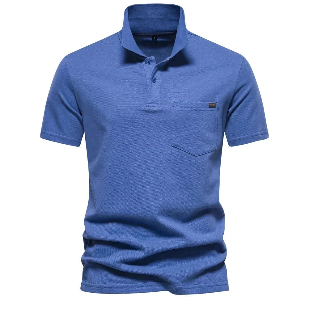 Camisa Masculina Polo 100% Algodão CAMISA08 G2 Sr Alpha Azul P - 60-70kg 