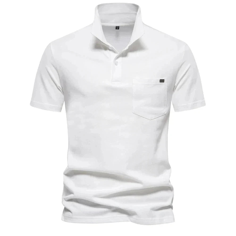 Camisa Masculina Polo 100% Algodão CAMISA08 G2 Sr Alpha Branco P - 60-70kg 