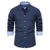 Camisas Masculina Manga Longa Oxford CAMISA005 G2 Sr Alpha Azul Marinho 40 