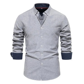 Camisas Masculina Manga Longa Oxford CAMISA005 G2 Sr Alpha Cinza 40 