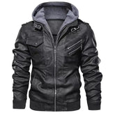 Jaqueta de Couro Masculina com Capuz Jaqueta de Couro Masculina com Capuz Removível Sr Alpha Preto P 