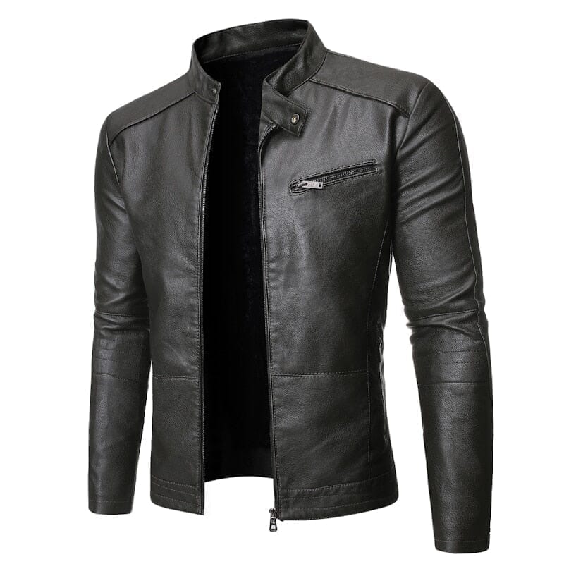 Jaqueta Masculina de Couro Madrid ROUPACOURO001 G2 Sr Alpha Cinza Escuro PP 