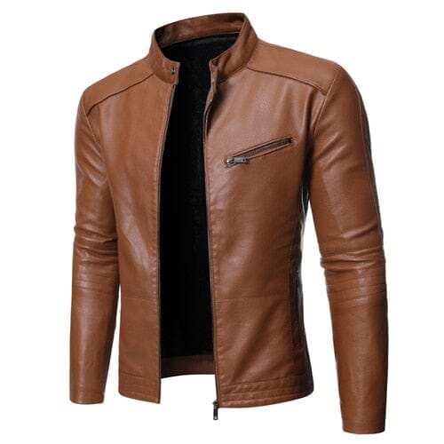 Jaqueta Masculina de Couro Madrid ROUPACOURO001 G2 Sr Alpha Marrom PP 