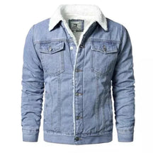Jaqueta Masculina Jeans Com Lã Jaqueta Jeans Masculina Forrada em Lã Sr Alpha Azul Claro PP 