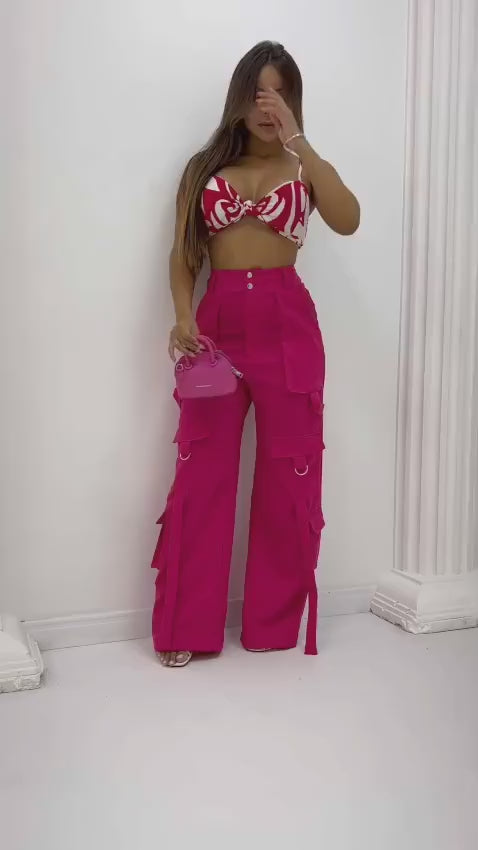 Calça Cargo Maxi Casual Feminino